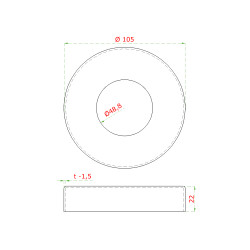 Kryt príruby na trubku ø 48.3mm, brus, AISI304 Kryt príruby na trubku ø 48.3mm, brus, AISI304